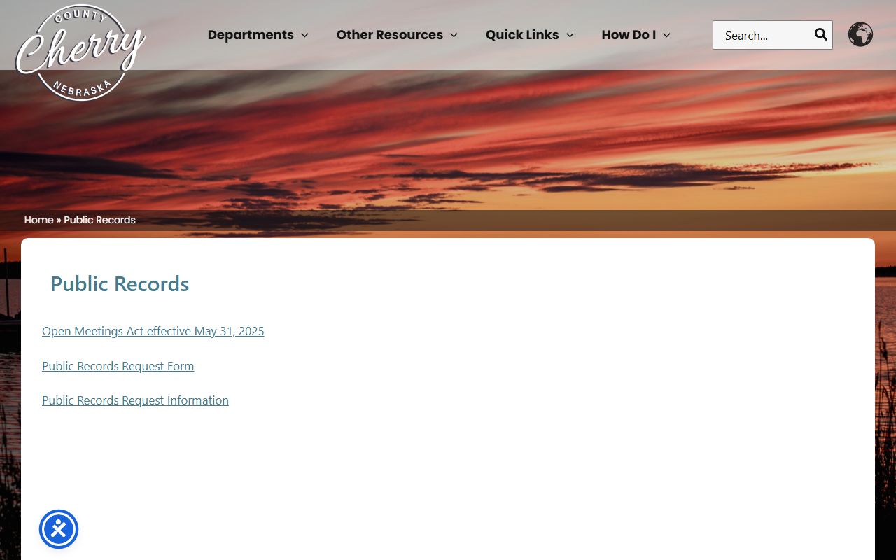 Cherry County inmate records public request page